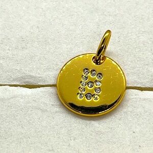 NWOT COACH Gold Tone Pave Crystal“B” Initial Bracelet Charm / Necklace Pendant